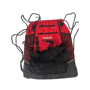 EIFHAO Drawstring Backpack Red Basketball Soccer Volleyball Sports Gym Bag